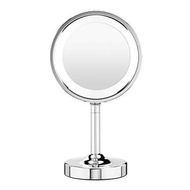 Imagem de Conair Espelho de maquiagem iluminado de dois lados – Espelho de maquiagem iluminado; ampliação de 1x/5x; acabamento cromado polido