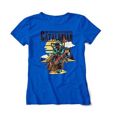 Imagem de Camiseta Geek Feminina The Catalorian Mandalorian Cat 7 Cores (M, Azul Royal)