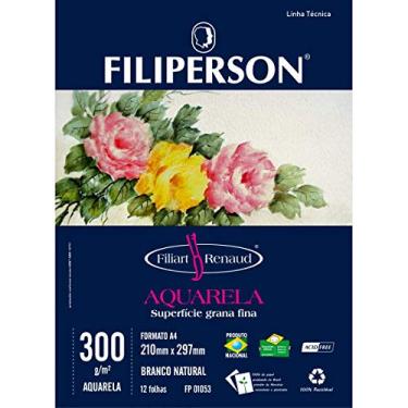 Imagem de Bloco Criativo Filiart Aquarela, A4, 300 grs, 12 Folhas, Branco Natural, Filiperson