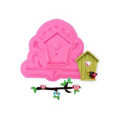 Imagem de Molde De Silicone Casinha, Passarinho, Galho, Resina, Confeitaria, Biscuit Molds Planet