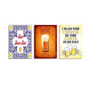 Imagem de Quadro Decorativo Bebidas Cerveja Churrasco Kits 3 Uni 001