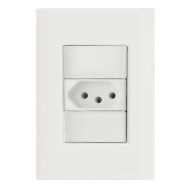 Imagem de Conjunto 4x2 com 1 Tomada 2P+T 10 A 250 V Tramontina Giz Branco Tramontina