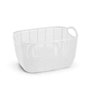 Imagem de Cesto Organizador Vime Plastico 21X29X15 Cm Branco- 138074