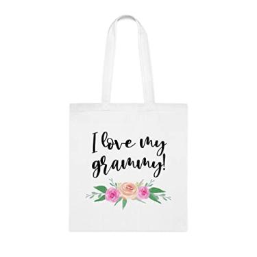 Imagem de Sacola I Love My Grammy, da Grammy, bolsa de ombro Grammy, bolsa de ombro Grammy, bolsas reutilizáveis, presente para Grammy de Grandkids s, Branco
