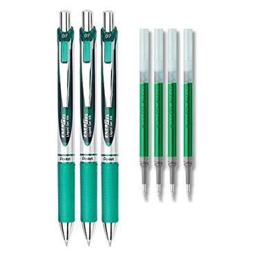 Imagem de Pentel Kit de canetas de tinta gel líquido Deluxe RTX EnerGel embalagem com 3 com 4 refis (verde - 0,7 mm)
