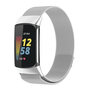 Imagem de Pulseira Magnetica-Milanese compativel com Fitbit Charge 5 - Marca LTIMPORTS (Prata)