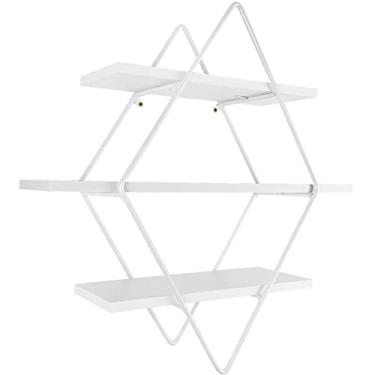 Imagem de Prateleira Tripla Estante Decorativa Livros Quarto Sala Losan Aço MDF - Branco