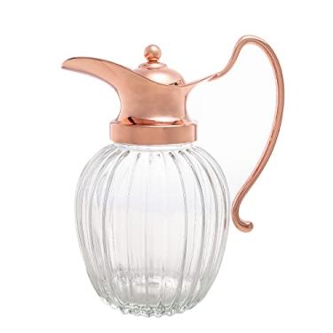 Imagem de JARRA DE VIDRO COM TAMPA DE ZAMAC NIQUELADO JIDÁ TRANSPARENTE E ROSÉ LYOR