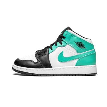 Imagem de Nike Criança-Unissex Juventude Air Jordan 1 Mid GS Iglu Torção Tropical, 6 Garoto Grande - Branco/Torção Tropical-Preto