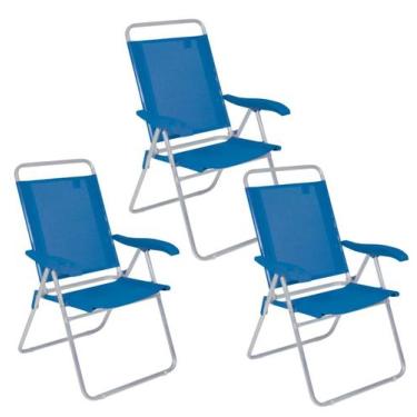 Imagem de Kit 3 Cadeira Alta Boreal Reclinável 4 Posições Alumínio Suporta 110 K