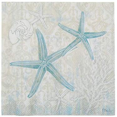 Imagem de Boston International Guardanapos de papel IHR com 3 camadas, tamanho coquetel, 20 unidades, conchas de laguna