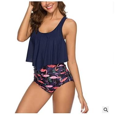 Imagem de Tingpai 2020 novo t je de banho fe no sexy europeu e americano folha de lótus biquíni da amazônia fábrica de roupas de banho explosivas atacado flamingo xl