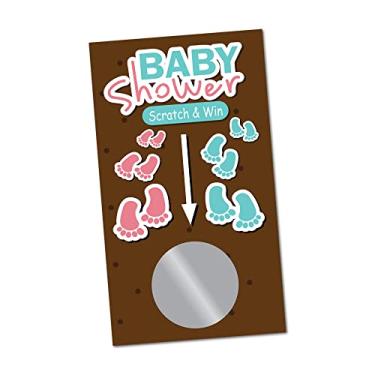 Imagem de Footprints Cartões raspadinhas para chá de bebê – (pacote com 30) – Ingressos para raspar chá de bebê para meninos e meninas – Artigos para festa de banho – Bilhetes de rifle para chá de bebê