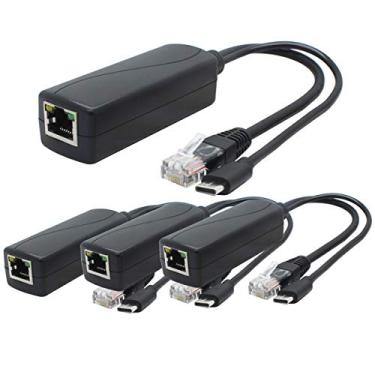 Imagem de ANVISION Pacote com 4 Divisores PoE, USB Tipo C, 48V para 5V 2.4A, compatível com IEEE 802.3af