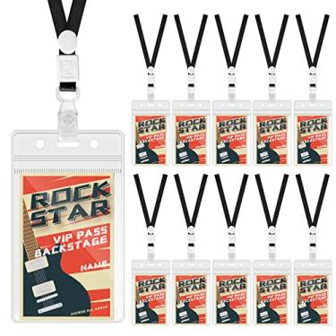 Imagem de 10 peças de rock star festa crachá música decorações de festa cordões rock and roll suprimentos tema para decoração de festa