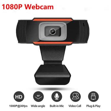 Imagem de Webcam HD 1080p com microfone brasilpc preto/laranja 