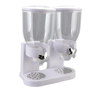 Imagem de recipientes duplos abs,Dispensador de cereais, operação de torção hermética de 7l dispensador de alimentos secos, máquina de recipiente de caixa de dispensador (White)