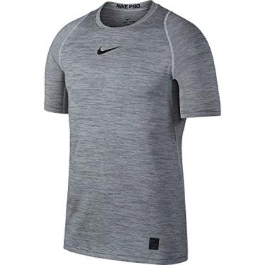 Imagem de Camiseta masculina Nike Pro Heather estampada (cinza claro/branco, P)