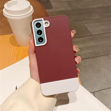 Imagem de Capa fosca de cor contrastante 3 em 1 para Samsung S22 Ultra Plus S21FE A53 A73 A33 A13 A52 A72 A32 A22 A12 A21S A50 Capa de silicone macio, vinho tinto, para A21S