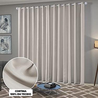 Imagem de Cortina Blackout/Bleucate de Tecido Corta Para Luz Quarto e Sala 4,00m x 2,50m Altura com Ilhós Cromado Solaris - Off-White