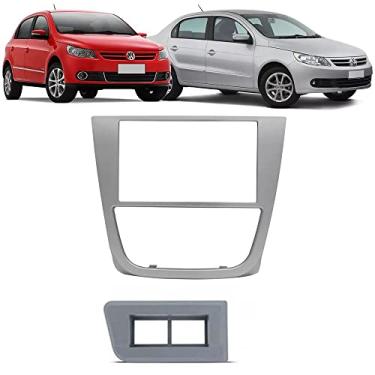 Imagem de Moldura De Painel 2 Din Gol e Voyage G5 2009 2010 2011 2012 2013 + Suportes De Fixação Laterais + Moldura Botões Vidro Elétrico/Farol de Milha - PRATA