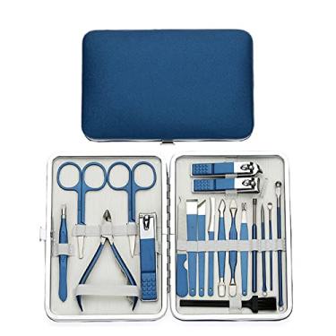 Imagem de Conjunto de Manicure azul 18 on Tools Professional Clippers Kit de unhas Pedicure Lima de aço inoxidável Tesoura, Azul