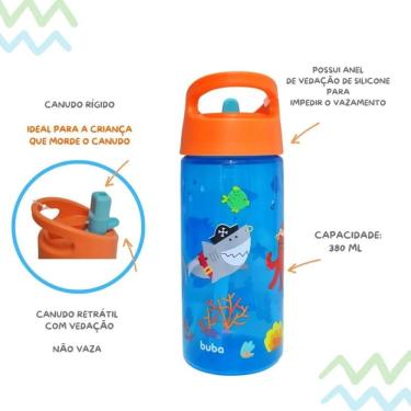 Imagem de Garrafa Infantil Acrílico Com Canudo Aventuras Piratas Buba
