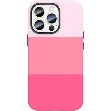 Imagem de RAYESS Capa para iPhone 14/14 Plus/14 Pro/14 Pro Max, capa de celular resistente a estilhaçamento de cores contrastantes de costura de três cores, capa de proteção total à prova de choque (cor: rosa, tamanho: 14 6.1