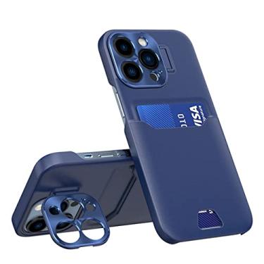 Imagem de Carteira com slot para cartão de luxo, capa de telefone para iPhone 14 Pro Max Plus 13 12 mini proteção para câmera, capa de suporte, azul marinho, para iPhone 12 ProMax