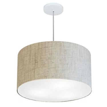 Imagem de Lustre Pendente Cilíndrico Cúpula Tecido 45x30 cm, Vivare Iluminação, Pendente4257 RST, Rustico Bege, Médio