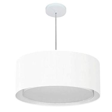 Imagem de Lustre Pendente Cilíndrico Duplo Cúpula Tecido 25/50x40 cm, Vivare Iluminação, Pendente4294 BR, Branco, Médio