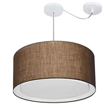 Imagem de Lustre Pendente Cilíndrico com Desvio de Centro Cúpula Tecido 30/55x50 cm, Vivare Iluminação, Pendente4309 LC, Café, Médio