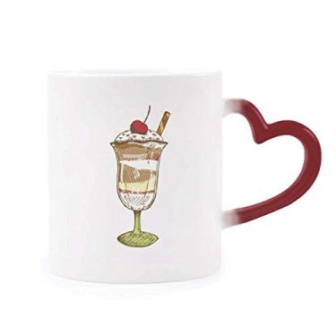 Imagem de Caneca Sensível ao Calor Cereja Chocolate Cann Sorvete Caneca Vermelha Mudança de Cor