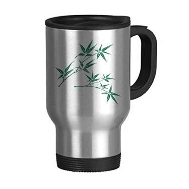 Imagem de Caneca de viagem de bambu da cultura verde da pintura com tampa flip em aço inoxidável copo de carro copo térmico