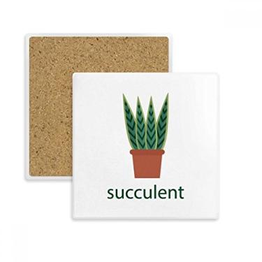 Imagem de Porta-copos verde quadrado para suculentas de planta em vaso de cacto, suporte de subplaca, pedra isolante