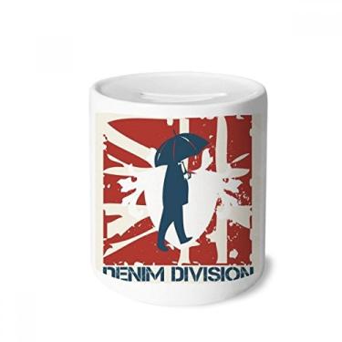 Imagem de DIYthinker Caixa de moedas de cerâmica com estampa de guarda-chuva de grafite para rua e dinheiro, presente de cofrinho