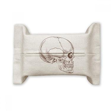 Imagem de Bolsa de linho de algodão para desenho de caveira humana