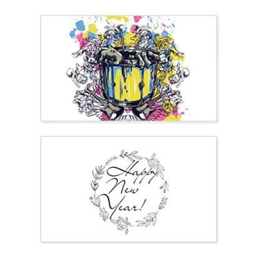 Imagem de Graffiti Street Barrel Guitar Hands Pattern New Year Festival Greeting Card Bless Message Gift