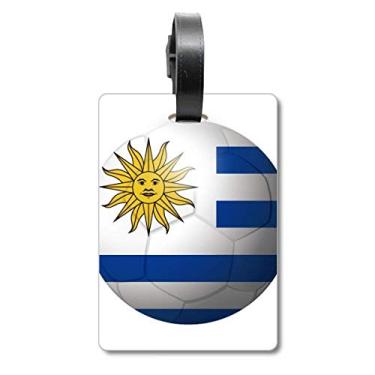 Imagem de Bolsa de viagem com bandeira nacional do Uruguai de futebol americano com etiqueta para cartão de bagagem