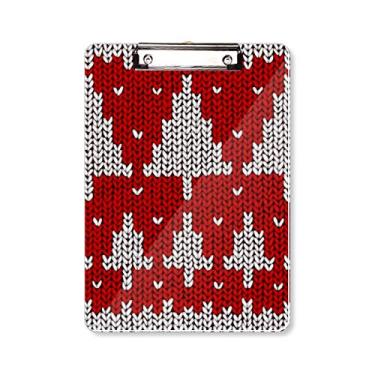 Imagem de Red Tree Knit Nordic Ilustration Padrão Prancheta Pasta Bloco de Escrita Placa de Apoio A4