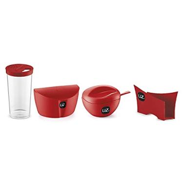 Imagem de Kit 4 Peças Para Cozinha Com Saleiro Farinheiro Açucareiro E Porta Guardanapo UZ cor:Vermelho