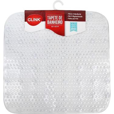 Imagem de Tapete com Ventosas Aderentes para Banheiro Básico, Discreto e Seguro 44x43 Transparente em Pvc - Clink
