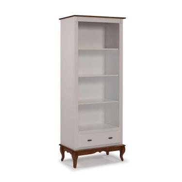 Imagem de Estante para Livros 3 Prateleiras 1 Gaveta Pés Luis XV 60201 Linz Móveis - Off White/Imbuia