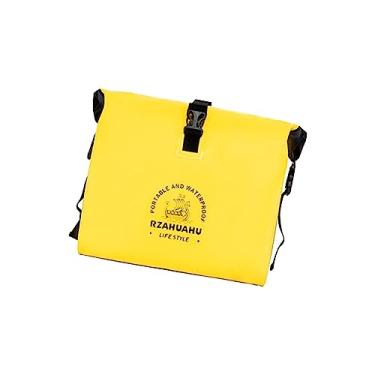 Imagem de Saco de Alforje de Bicicleta Alforjes Laterais Alça Impermeável Cravejada 9 Fivela Alforjes de Couro PU Bolsa de Guiador de Bicicleta Acessórios, AMARELO