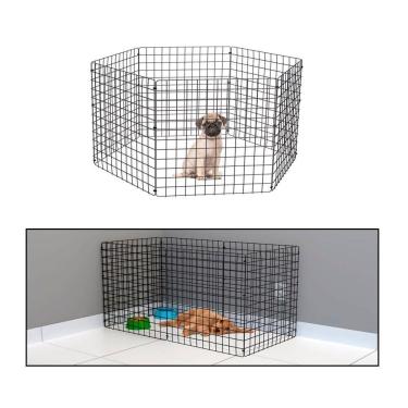 Imagem de Cercado Móvel Cachorro Pequeno Porte Gato Porquinho da Índia Cercadinho Pet 6 Telas 60cm Altura Preto
