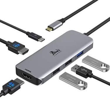 Imagem de USB C Hub Dual HDMI, USB C a Dual Monitores Adaptador para Dual 4K HDMI, 3 USB, PD Charging Port, USB C Docking Station Dual Monitor para Dell XPS 13/