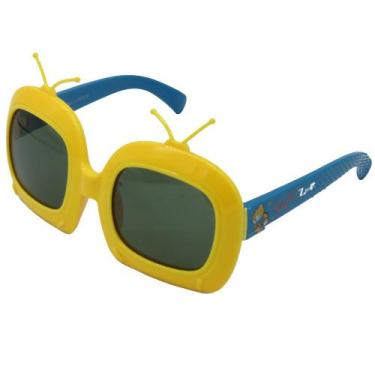 Imagem de Óculos De Sol Infantil Zjim Silicone Quadrado Amarelo E Azul