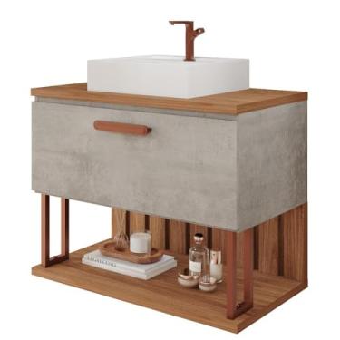 Imagem de Gabinete Banheiro em Mdf com Cuba 80cm Mgm Duna Cinza