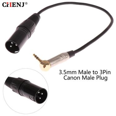 Imagem de Adaptador de cabo de áudio e microfone  30cm  xlr  3-pin  macho para cotovelo de 90 graus  3.5mm