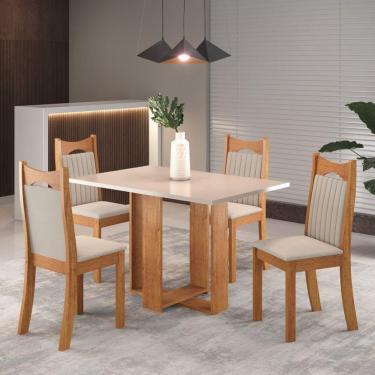 Imagem de Conjunto de Jantar Mesa Retangular Ananda com 4 Cadeiras Dalas Mel/Blonde/Marfim